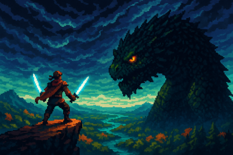 Capa pixel art: Monster Hunter Stories 3 Tá Chegando Pra Quebrar Tudo — A Volta da Franquia