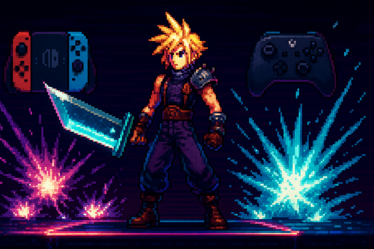 Capa pixel art: Cloud Finalmente Chegou no Switch 2 e Xbox: O Massacre do Final Fantasy VII Rebirth Que Ninguém Esperava