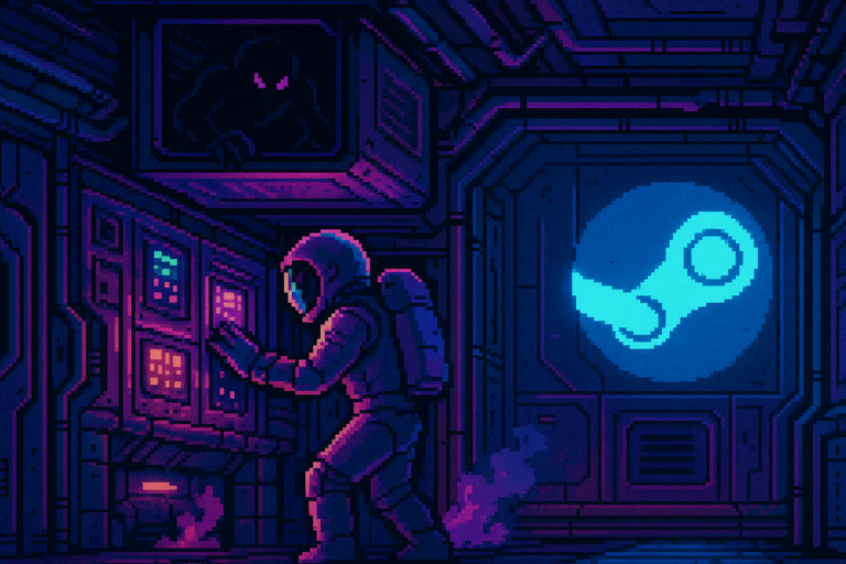 Capa pixel art: Steam Next Fest Chegou e Trouxe o Among Us Singleplayer que Ninguem Pediu Mas Todo Mundo Quer