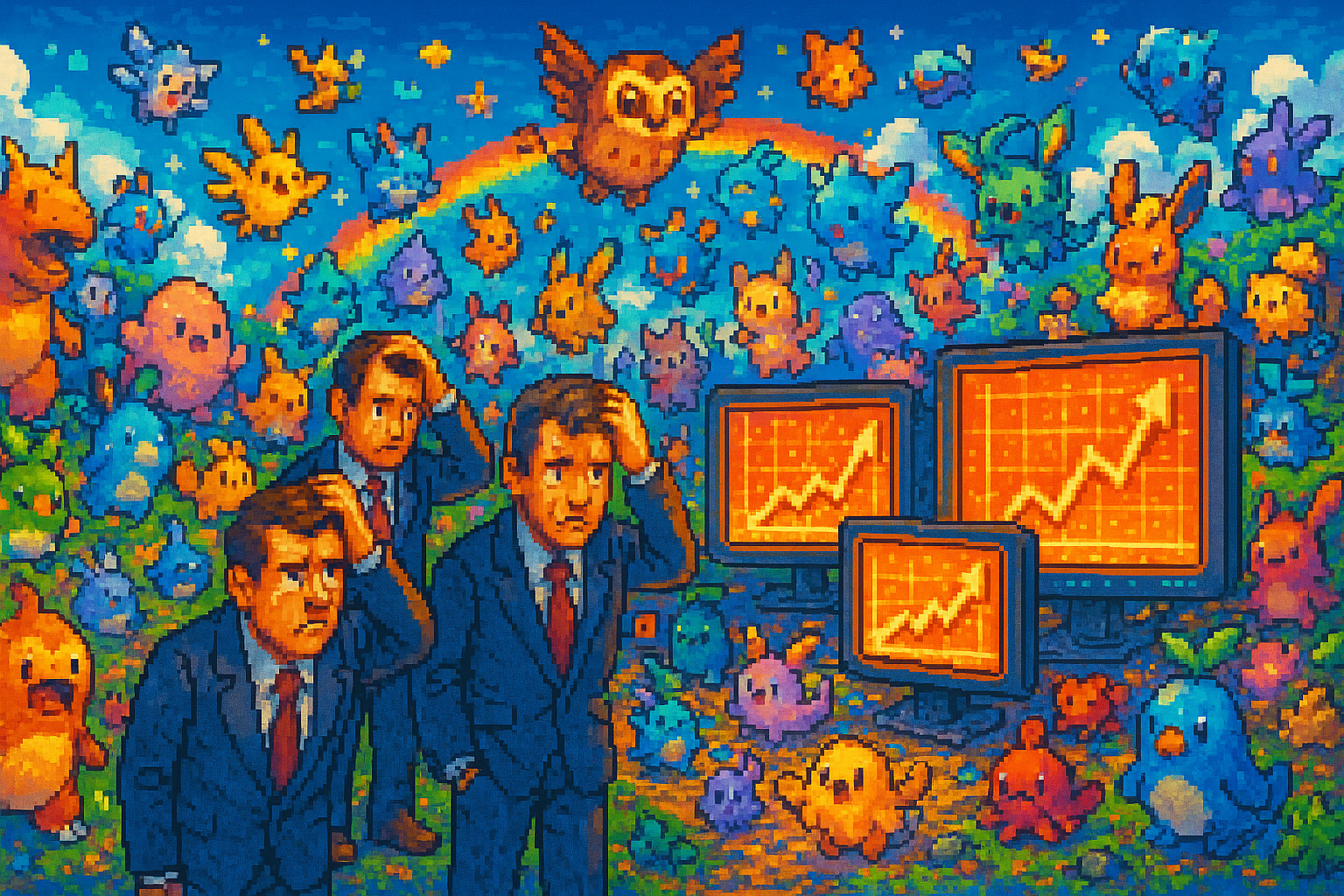 Capa pixel art: Palworld 1.0 Chegou do Nada e a Nintendo Ainda Tá Tentando Entender o Que Aconteceu