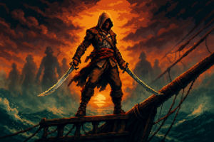 Capa pixel art: Capitão Kenway Voltou e a Ubisoft Comemorou Demitindo Quem Fez o Jogo