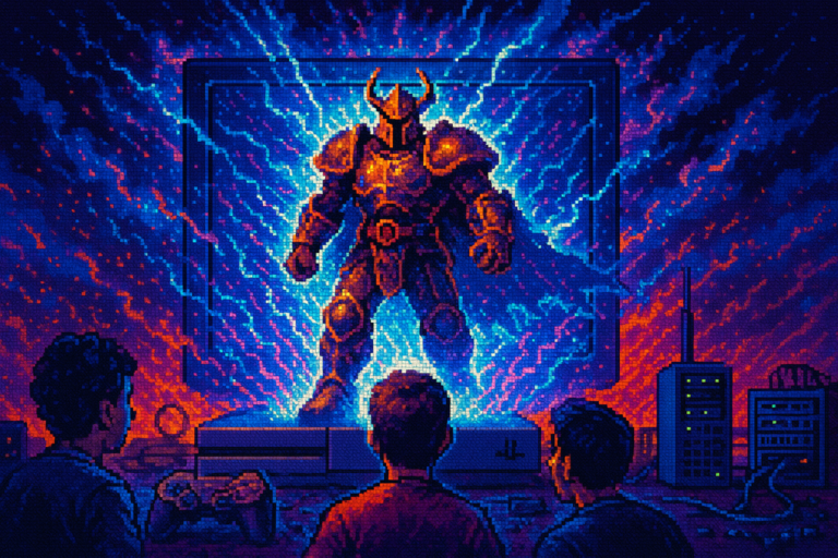 Capa pixel art: O Chefe Mestre Invadiu o PlayStation e a Internet Explodiu (Mas a Nota Não)