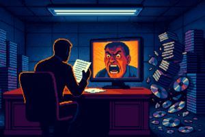Capa pixel art: Sony Ignorou o Boicote dos Discos e Agora Quer Te Processar Se Você Xingar o Suporte