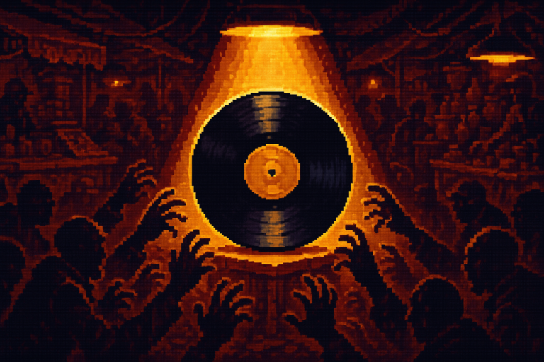 Capa pixel art: O Jogo Não Vai Ter Disco, Mas o Vinil de GTA 6 Já Virou Artigo de Luxo Pros Cambistas