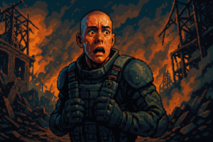 Capa pixel art: Marcus Fenix Tá de Volta e Mais Novo (e Mais Carequinha de Medo) em Gears of War: E-Day